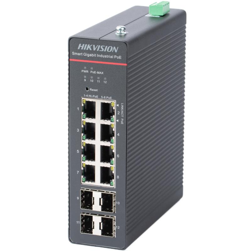 Switch Industrial POE Gestionado Smart de 8 Puertos Gigabit NO INCLUYE FUENTE
