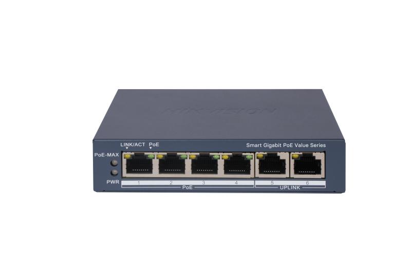 Switch Gigabit PoE+ / Administrable / 4 Puertos 1000 Mbps PoE+ / 2 Puertos 1000 Mbps Uplink / Configuraci�n Nube Hik-PartnerPro / Modo Extendido hasta 300 Metros / 45 Watts