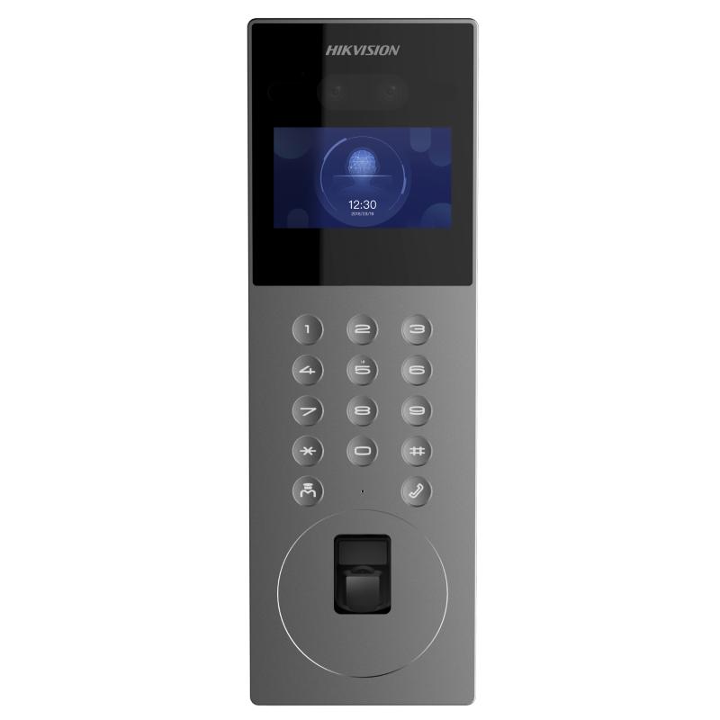 Estaci�n de puerta de reconocimiento facial + Huella para Edificios Hikvision