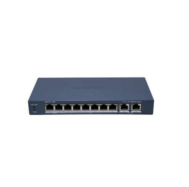Switch smart-managed con 8 puertos Fast Ethernet PoE y 2 puertos Gigabit